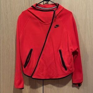Nike Red Asymmetrical Hoodie with Black Trim